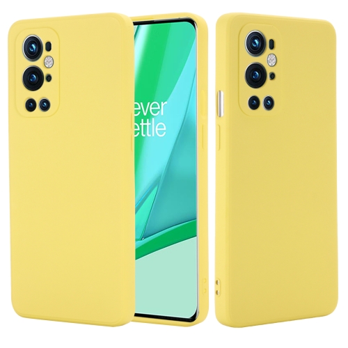 For OnePlus 9 Pro Solid Color Liquid Silicone Dropproof Full Coverage Protective Case(Yellow)