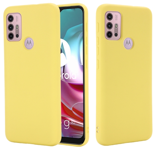 For Motorola Moto G30 / G10 Solid Color Liquid Silicone Dropproof Full Coverage Protective Case(Yellow)