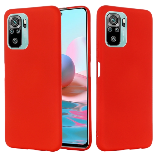 For Xiaomi Redmi Note 10S Solid Color Liquid Silicone Dropproof Full Coverage Protective Case(Red)