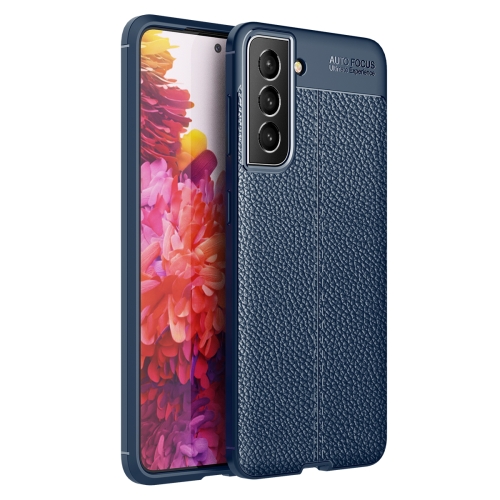 For Samsung Galaxy S21 FE Litchi Texture TPU Shockproof Case(Navy Blue)