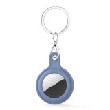 Gel Leather Case Cover with Switchable Keychain Ring for AirTag(Ice Cyan)