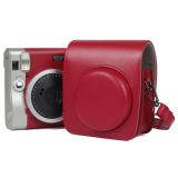 Solid Color PU Camera Bag with Shoulder Strap for Fujifilm Instax mini 90(Red)