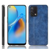 For OPPO A74 4G / F19 Shockproof Sewing Cow Pattern Skin PC + PU + TPU Case(Blue)