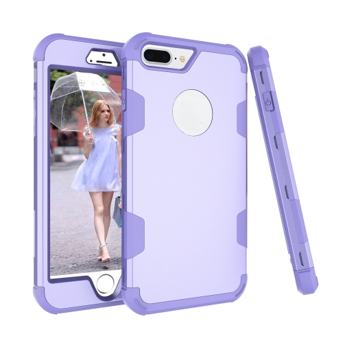 Contrast Color Silicone + PC Shockproof Case For iPhone 8 Plus / 7 Plus(Purple)