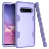 For Samsung Galaxy S10+ Contrast Color Silicone + PC Shockproof Case(Purple)