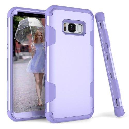 For Samsung Galaxy S8 Contrast Color Silicone + PC Shockproof Case(Purple)
