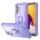 For Samsung Galaxy A72 5G / 4G PC + Rubber 3-layers Shockproof Protective Case with Rotating Holder(Purple)