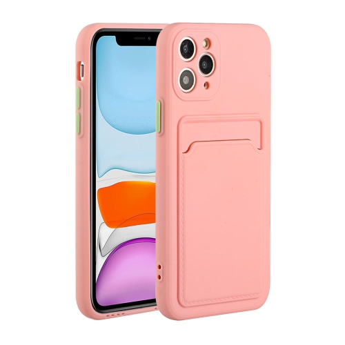 Card Slot Design Shockproof TPU Protective Case For iPhone 11 Pro(Pink)