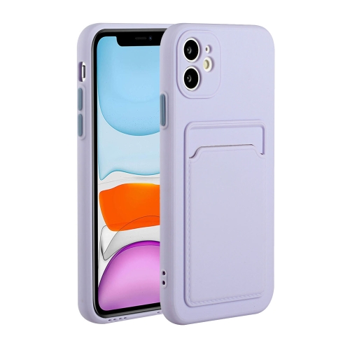 Card Slot Design Shockproof TPU Protective Case For iPhone 12(Purple)