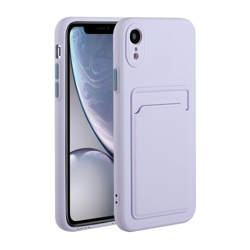 Card Slot Design Shockproof TPU Protective Case For iPhone XR(Purple)