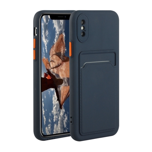Card Slot Design Shockproof TPU Protective Case For iPhone XS Max(Dark Blue)