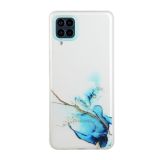 For Samsung Galaxy A12 Hollow Marble Pattern TPU Precise Hole Protective Case(Blue)