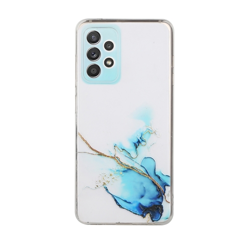 For Samsung Galaxy A52 5G / 4G Hollow Marble Pattern TPU Precise Hole Protective Case(Blue)