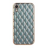 Electroplated Rhombic Pattern Sheepskin TPU Protective Case For iPhone XR(Grey Green)