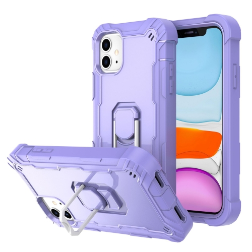 PC + Rubber 3-layers Shockproof Protective Case with Rotating Holder For iPhone 11(Purple)
