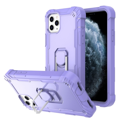 PC + Rubber 3-layers Shockproof Protective Case with Rotating Holder For iPhone 11 Pro Max(Purple)