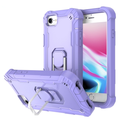 PC + Rubber 3-layers Shockproof Protective Case with Rotating Holder For iPhone SE 2020 / 8 / 7(Purple)