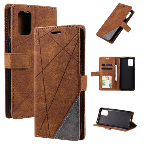 For OnePlus 8T Skin Feel Splicing Horizontal Flip Leather Case with Holder & Card Slots & Wallet & Photo Frame(Brown)