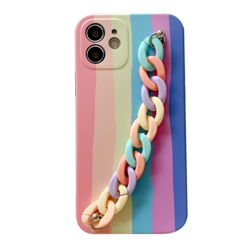 Rainbow Shockproof Protective Case with Rainbow Bracelet For iPhone 12 Pro(B)