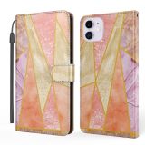 Marble Horizontal Flip TPU+PU Leather Case with Holder & Card Slots & Wallet & Lanyard For iPhone 12 mini(Pink Purple)
