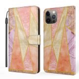 Marble Horizontal Flip TPU+PU Leather Case with Holder & Card Slots & Wallet & Lanyard For iPhone 12 / 12 Pro(Pink Purple)