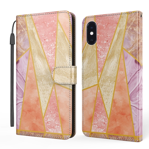 Marble Horizontal Flip TPU+PU Leather Case with Holder & Card Slots & Wallet & Lanyard For iPhone XR(Pink Purple)