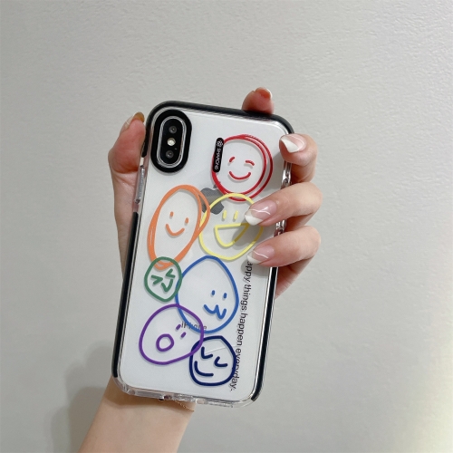 Integrated Design Pattern Protective Case For iPhone XS Max(Black Circle Smile)