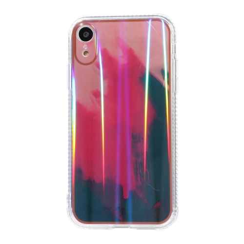 IMD Rendering Watercolor Aurora Pattern Shockproof TPU + PC Protective Case For iPhone XR(Berry Color)