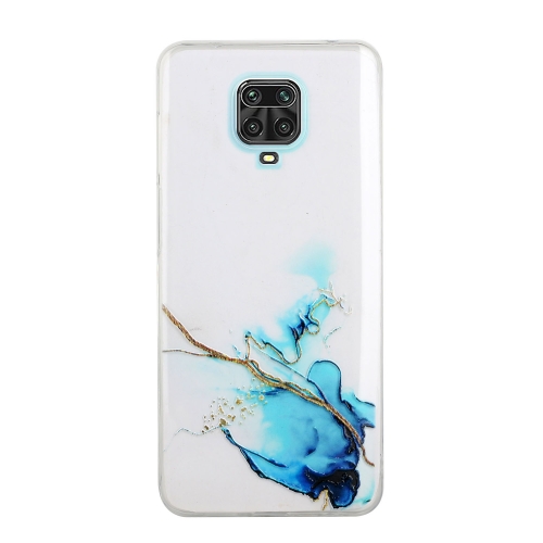 For Xiaomi Redmi Note 9 Pro Hollow Marble Pattern TPU Precise Hole Protective Case(Blue)