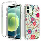 2 in 1 High Transparent Painted Shockproof PC + TPU Protective Case For iPhone 12 mini(Small Floral)