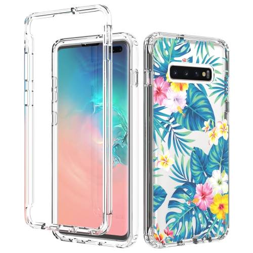 For Samsung Galaxy S10 Plus 2 in 1 High Transparent Painted Shockproof PC + TPU Protective Case(Banana Leaf)