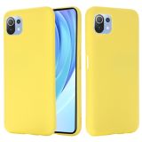 For Xiaomi Mi 11 Lite Solid Color Liquid Silicone Dropproof Full Coverage Protective Case(Yellow)