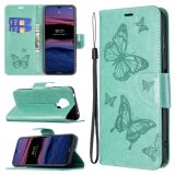 For Nokia G20 / G10 Embossing Two Butterflies Pattern Horizontal Flip PU Leather Case with Holder & Card Slot & Wallet & Lanyard(Green)
