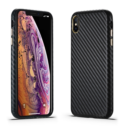Carbon Fiber Leather Texture Kevlar Anti-fall Phone Protective Case For iPhone XS Max(Black)
