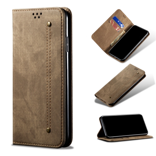 For Xiaomi Mi 11 Lite Denim Texture Casual Style Horizontal Flip Leather Case with Holder & Card Slots & Wallet(Khaki)