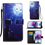 For Motorola Moto G100 / Edge S Colored Drawing Pattern Plain Weave Horizontal Flip Leather Case with Holder & Card Slot & Wallet & Lanyard(Cat And Sun)