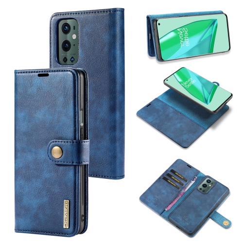 For OnePlus 9 Pro DG.MING Crazy Horse Texture Flip Detachable Magnetic Leather Case with Holder & Card Slots & Wallet(Blue)