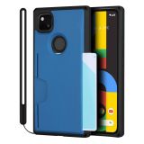 For Google Pixel 4a Armor Shockproof TPU + PC Hard Case with Card Slot Holder Funtion(Black Blue)