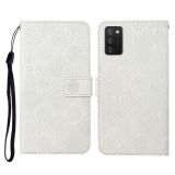 For Samsung Galaxy A02s EU Version Ethnic Style Embossed Pattern Horizontal Flip Leather Case with Holder & Card Slots & Wallet & Lanyard(White)