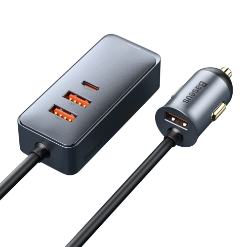 Baseus CCBT-B0G 120W Share Together 3 USB + USB-C / Type-C PPS Multi-port Fast Charging Car Charger with Extension Cable(Space Gray)