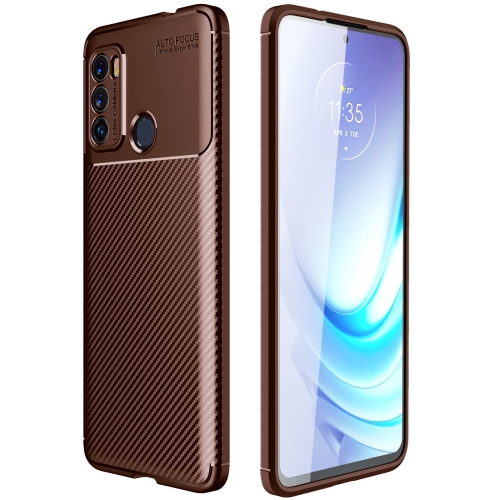 For Motorola Moto G60 Carbon Fiber Texture Shockproof TPU Case(Brown)