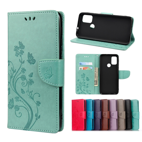 For Motorola Moto G30 Butterfly Flower Pattern Horizontal Flip Leather Case with Holder & Card Slots & Wallet(Green)
