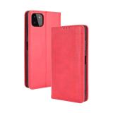 For Samsung Galaxy A22 5G Magnetic Buckle Retro Crazy Horse Texture Horizontal Flip Leather Case with Holder & Card Slots & Photo Frame(Red)