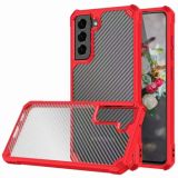 Carbon Fiber Acrylic Shockproof Protective Case For Samsung Galaxy S21+ 5G(Red)