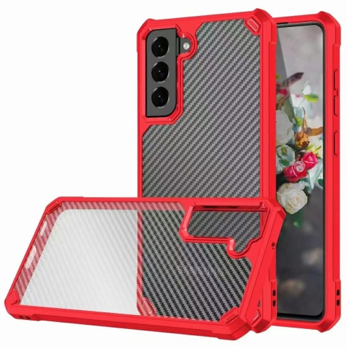 Carbon Fiber Acrylic Shockproof Protective Case For Samsung Galaxy S21 FE(Red)
