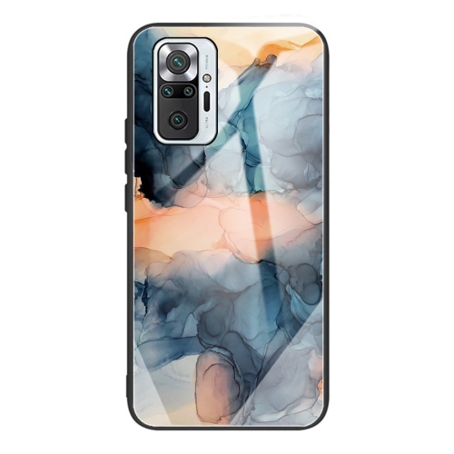 For Xiaomi Redmi Note 10 Pro / Note 10 Pro Max Abstract Marble Pattern Glass Protective Case(Abstract Blue)