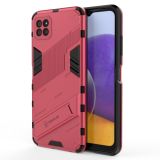 For Samsung Galaxy A22 5G Punk Armor 2 in 1 PC + TPU Shockproof Case with Invisible Holder(Light Red)