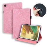 For Samsung Galaxy Tab A7 Lite 8.7 (2021) T220 / T225 Calf Pattern Double Folding Design Embossed Leather Case with Holder & Card Slots & Pen Slot & Elastic Band(Pink)