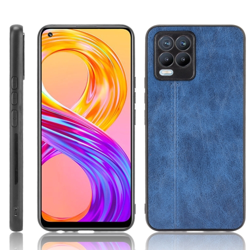 For OPPO Realme 8 4G / Realme 8 Pro Shockproof Sewing Cow Pattern Skin PC + PU + TPU Case(Blue)