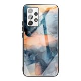 For Samsung Galaxy A52 5G / 4G Abstract Marble Pattern Glass Protective Case(Abstract Blue)